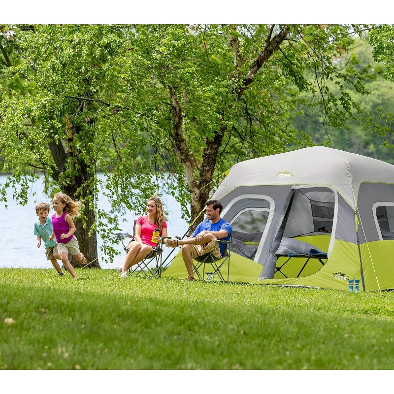 6 Person Instant Cabin Tent | Portable Large Pop Up Tent with Easy 60 Second Camp Setup for Family Camping