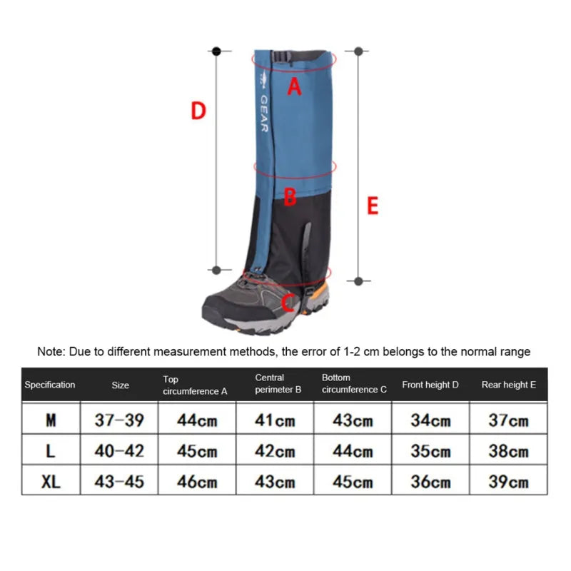 Outdoor Skiing Camping Hiking Climbing Waterproof Snow Legging Gaiters Windproof Teekking Skiing Desert Snow Boots Shoes Covers