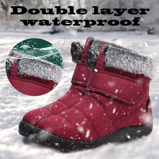 2022 Winter Women Men Boots Plush Leather Waterproof Sneakers Climbing Hunting Shoes Unisex Hook Loop Outdoor Warm Hiking Boot