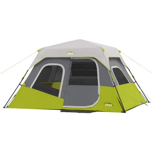 6 Person Instant Cabin Tent | Portable Large Pop Up Tent with Easy 60 Second Camp Setup for Family Camping